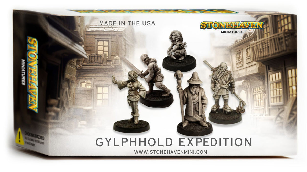 Glyphhold Expedition: 5 Human Stonehaven Miniatures for DND 30mm Unpainted Metal, retail box
