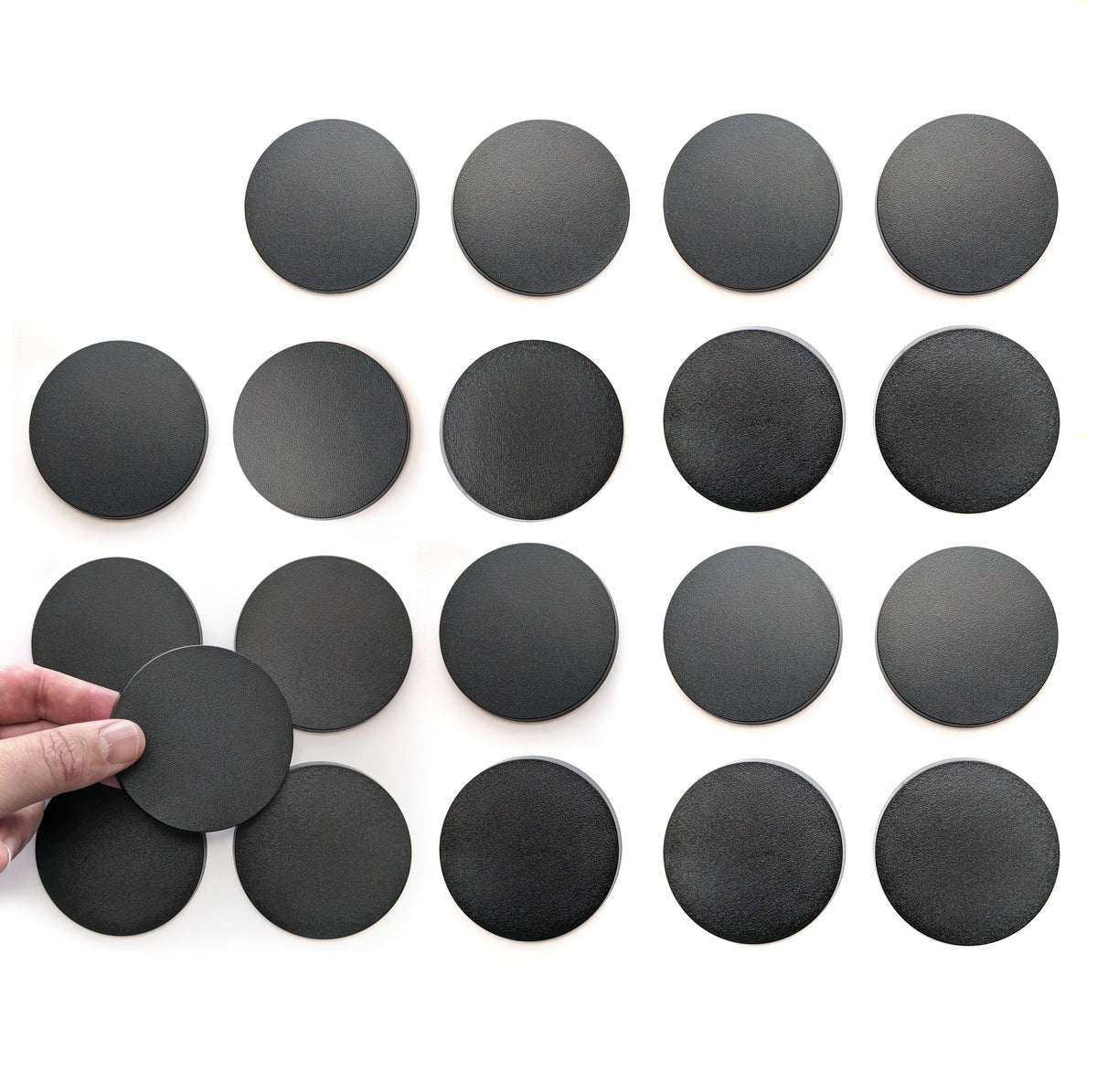 20-pack Miniature Bases, 80mm Diameter - Plastic, Black