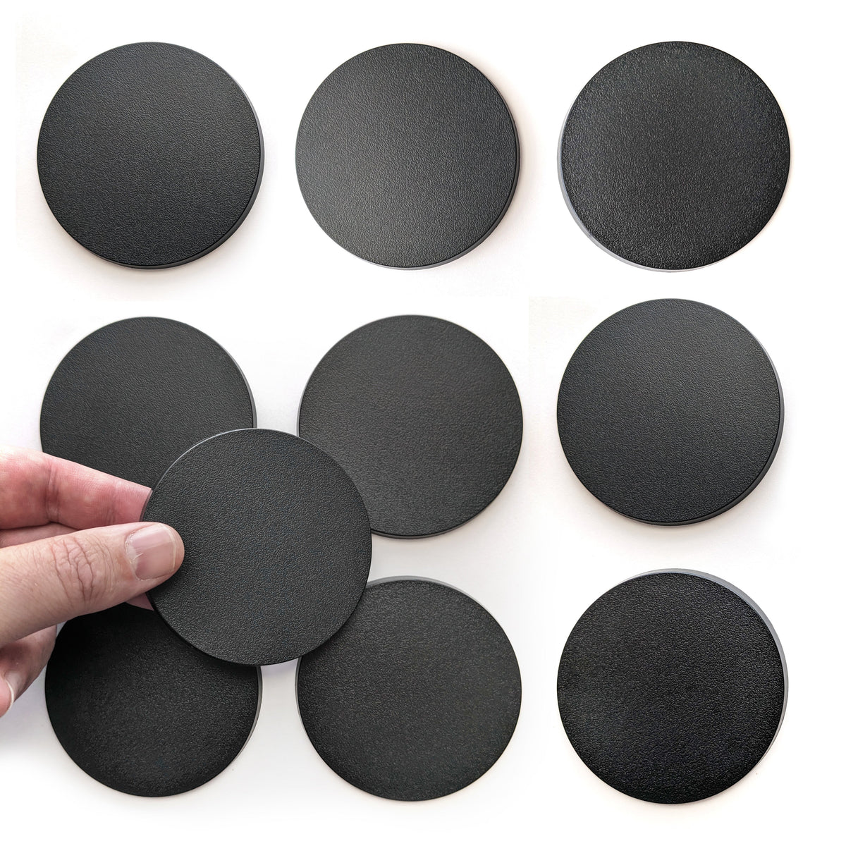 10-pack Miniature Bases, 80mm Diameter - Plastic, Black