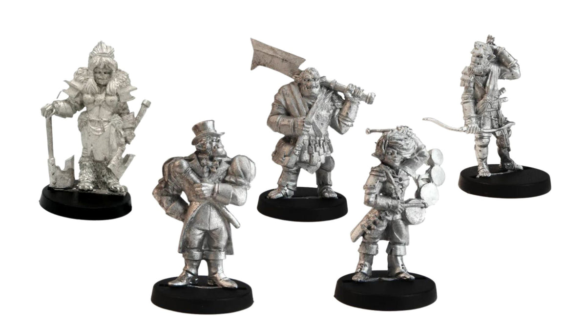 Iron Tusk Company: 5 Half-Orc Stonehaven Miniatures, unpainted pewter miniatures