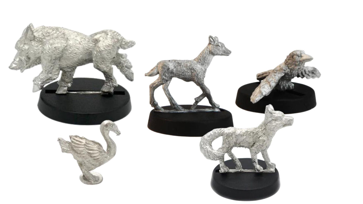 Eldertree Companions, Animal Minis (30mm), unpainted pewter miniatures