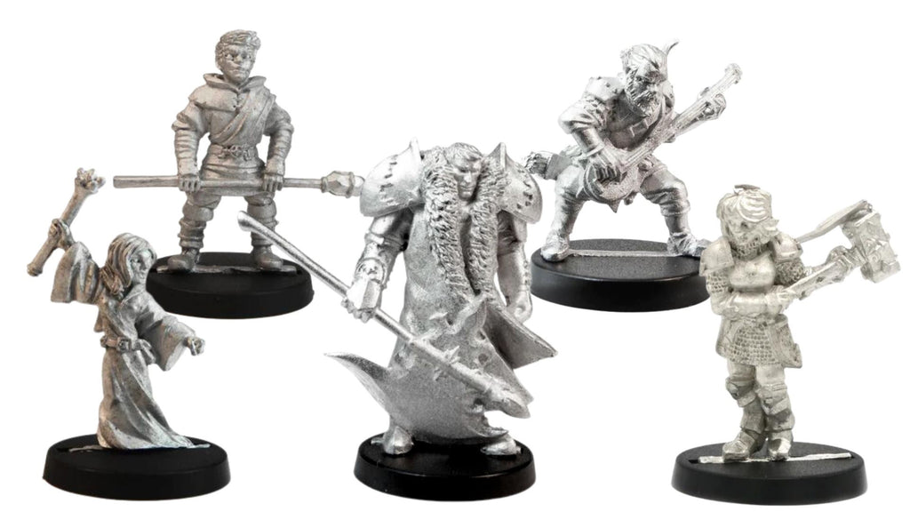 Flameheart's Valor Company Stonehaven Miniatures Set - 5 Humans 30mm RPG DND, unpainted pewter miniatures