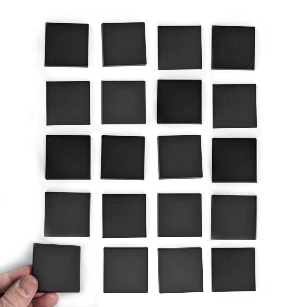 20-pack Miniature Bases, 50mm Square - Plastic, Black