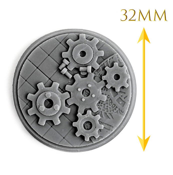 Stonehaven Miniatures 5PK - Steampunk Grey Resin Bases, 32mm Diameter - Designed for 28mm Heroic Scale Tabletop War Game Miniatures - Resin, Grey