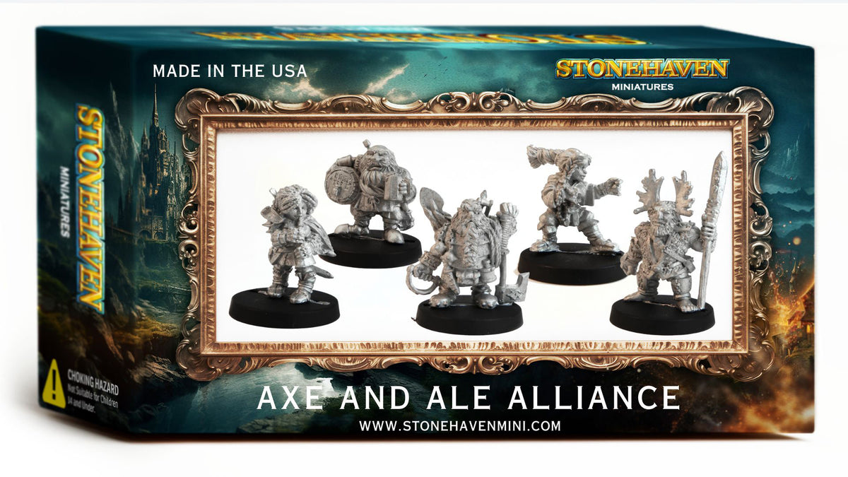 Axe and Ale Alliance - 5 Dwarven Stonehaven Miniature Set, retail box, another view