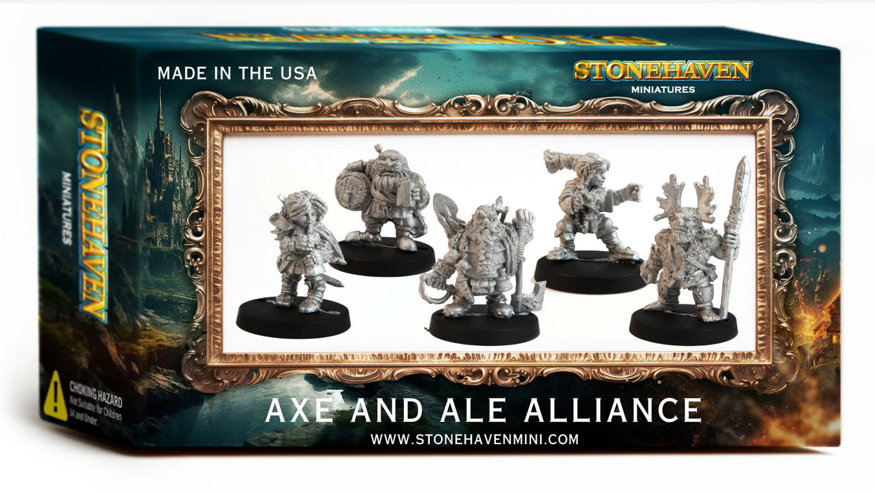 Axe and Ale Alliance - 5 Dwarven Stonehaven Miniature Set 30mm Scale RPG Games