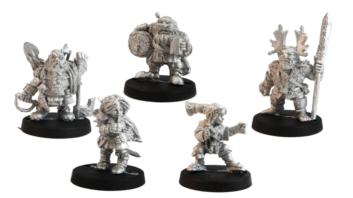 Axe and Ale Alliance - 5 Dwarven Stonehaven Miniature Set, unpainted pewter miniatures