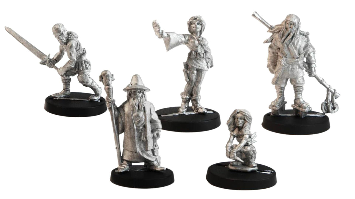 Glyphhold Expedition: 5 Human Stonehaven Miniatures for DND 30mm Unpainted Metal, unpainted pewter miniatures