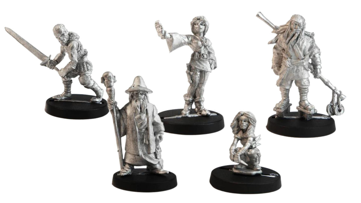 Glyphhold Expedition: 5 Human Stonehaven Miniatures for DND 30mm Unpainted Metal