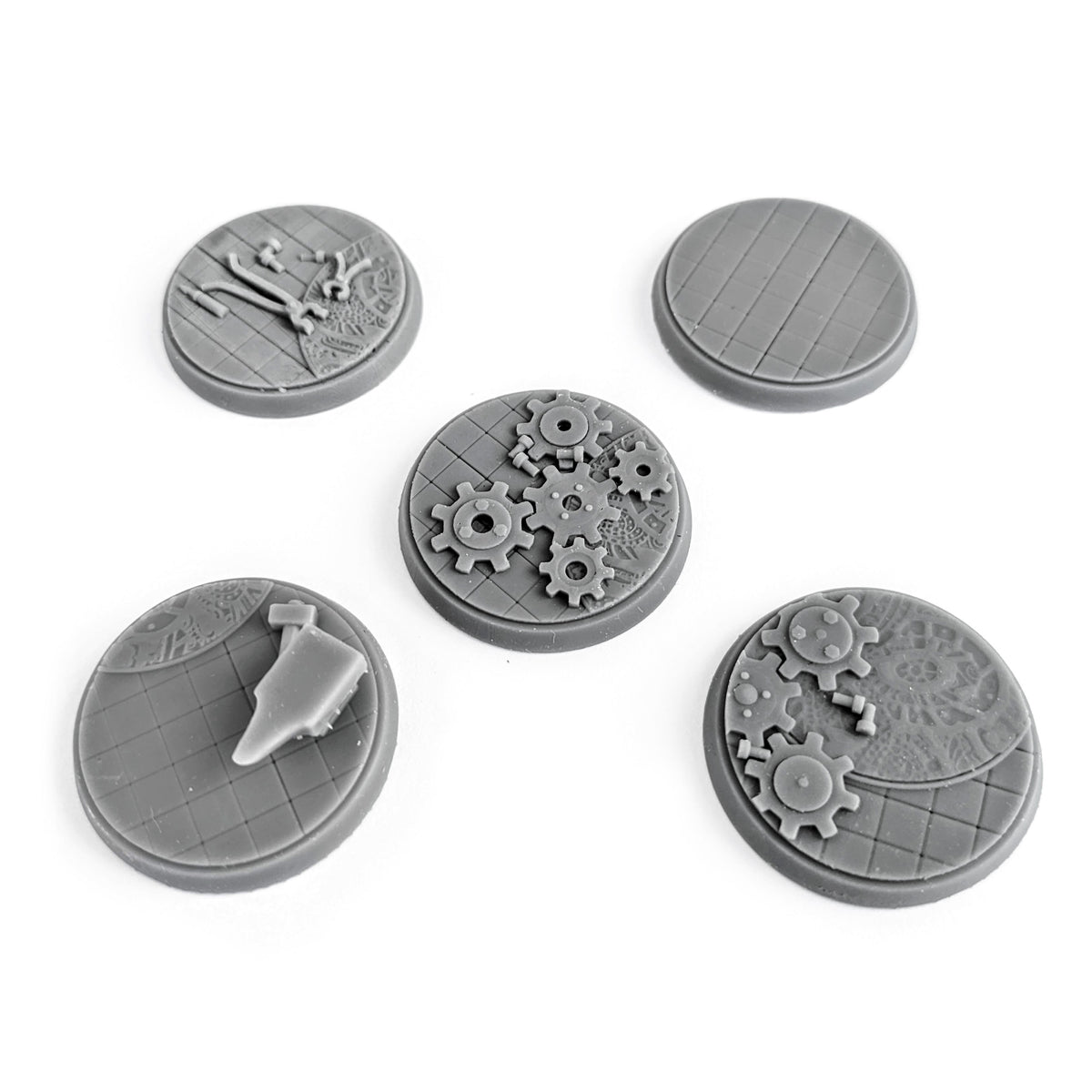 5-pack Steampunk Grey Resin Bases, 32mm Diameter