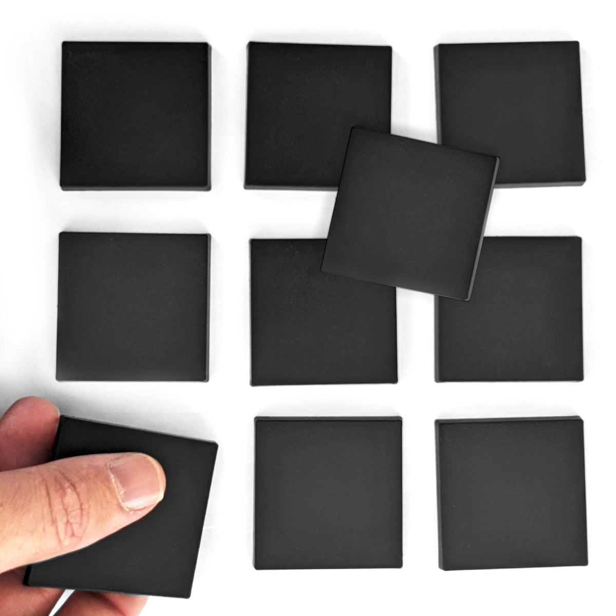 10-pack Miniature Bases, 50mm Square - Plastic, Black