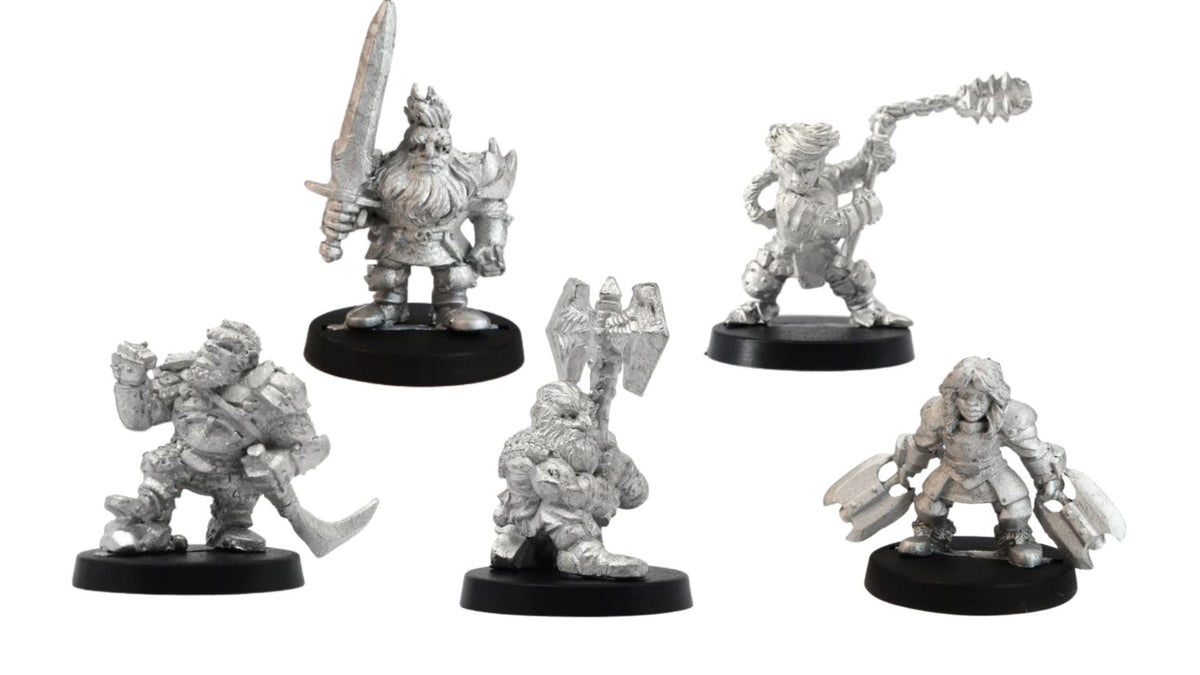 Wardens of the Celestial Citadel, Dwarf Minis (30mm), unpainted pewter miniatures