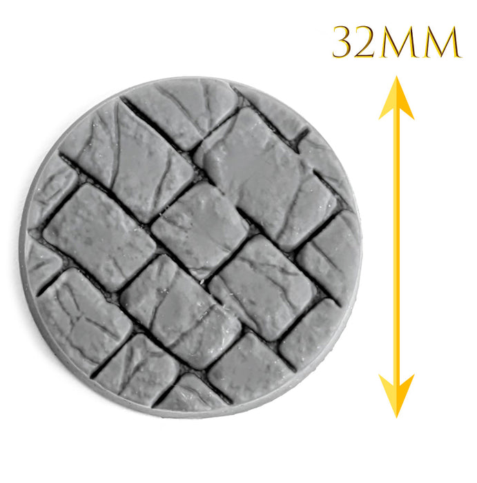 Stonehaven Miniatures 5PK -  Roman Road Grey Resin Bases, 32mm Diameter - Designed for 28mm Heroic Scale Tabletop War Game Miniatures - Resin, Grey