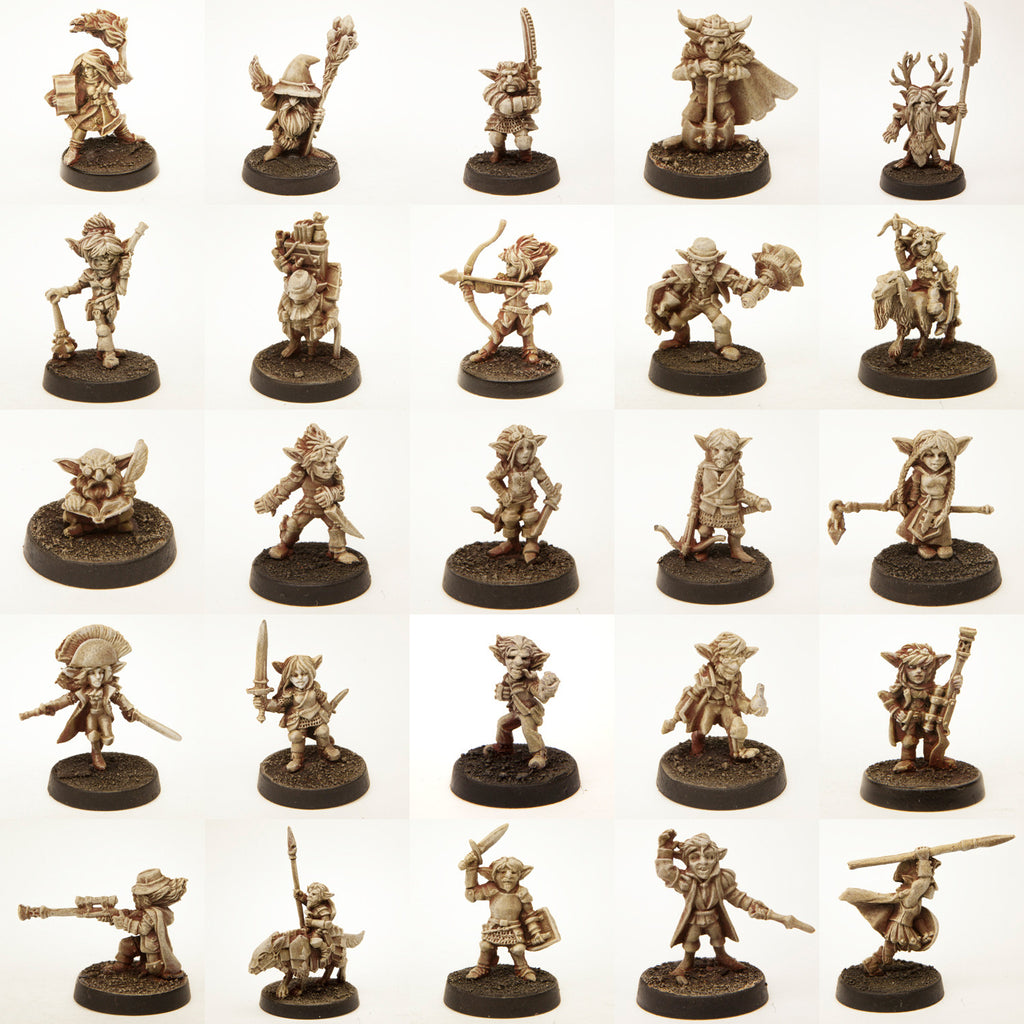 37 Piece Gnomes Set, primed pewter miniatures