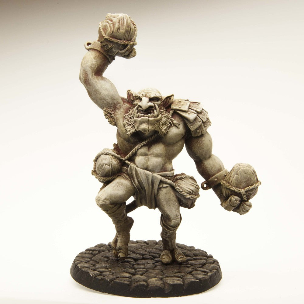 Primed resin Troll with Rocks miniature, 65mm tall, another view