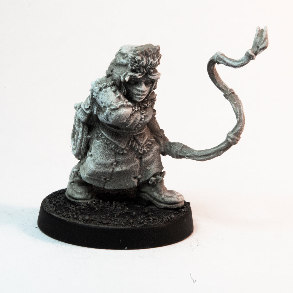 Primed pewter Dwarven Belsnickel miniature, 27mm tall