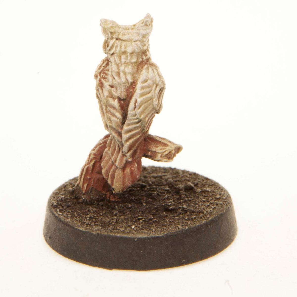 Primed pewter Owl miniature, 20mm tall, another view