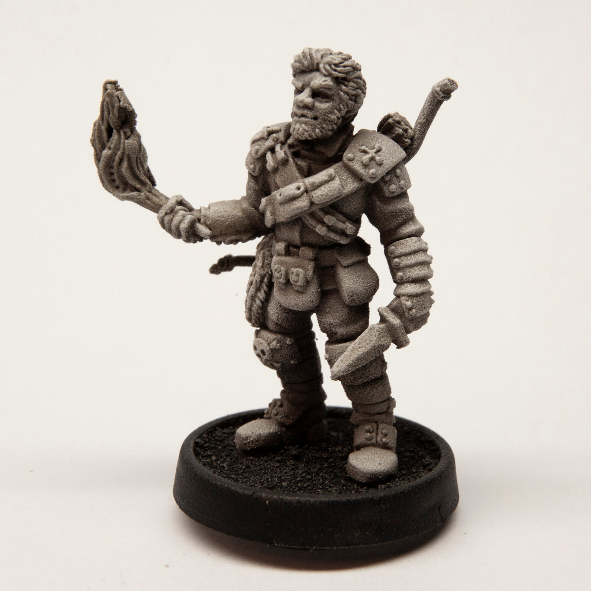 Primed pewter Male Human Ranger miniature, 34mm tall