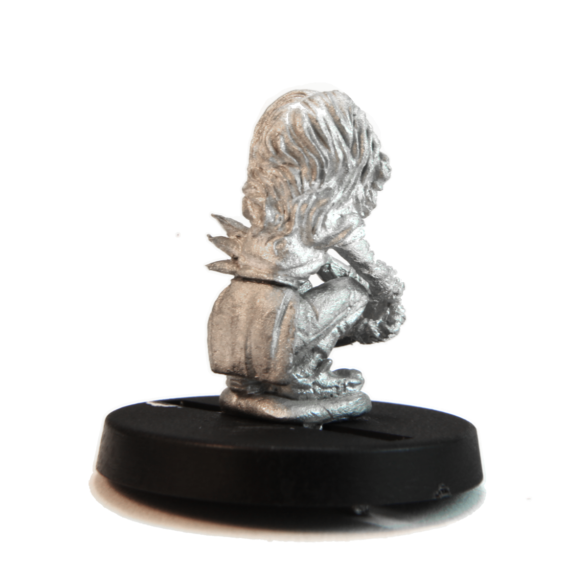 Unpainted pewter Female Human Thief miniature, 21mm tall, another view