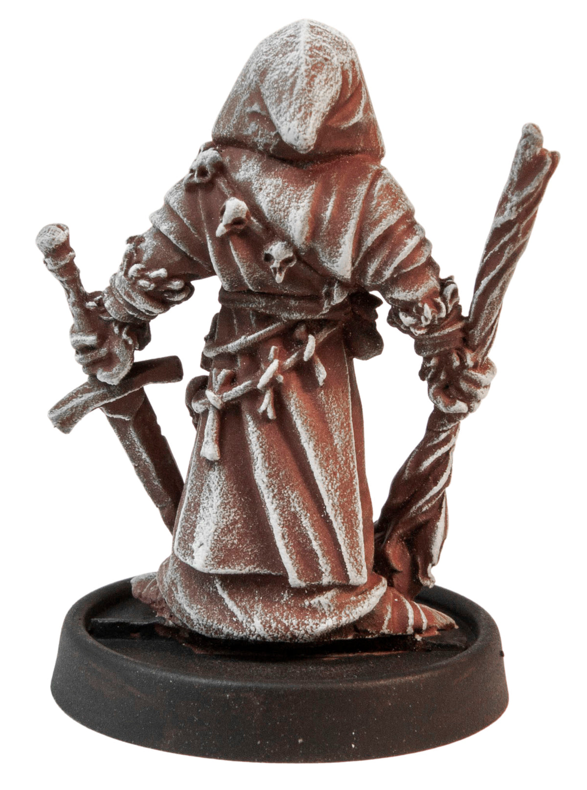Primed pewter Male Human Hedgemage miniature, 38mm tall, another view