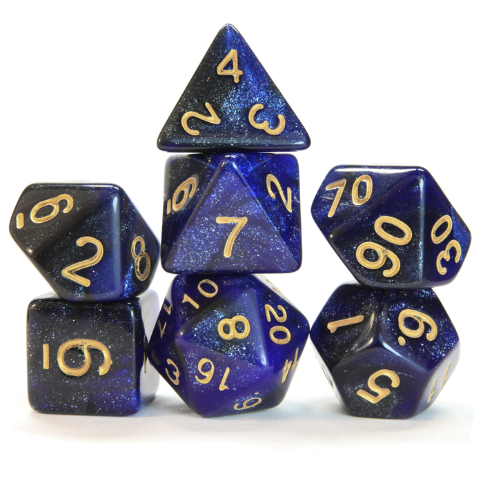 Level 1 Paladin Dice Set Polyhedral Dice (7pcs) Blue and Black Glitter Sparkle Mixed Great for Dungeons and Dragons, Role Playing Tabletop Games