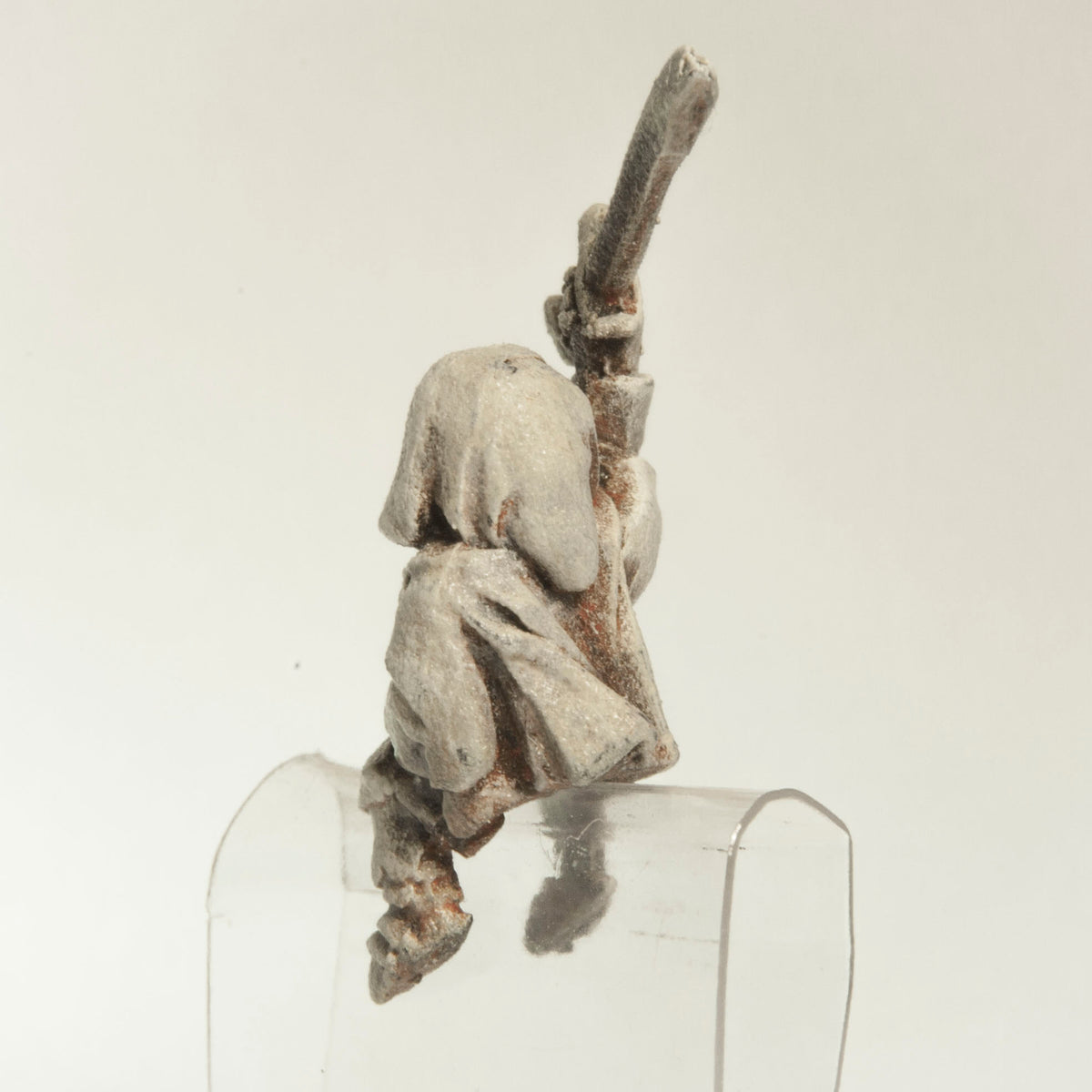 Primed pewter Gnome Shrouded Figure Rider miniature, 30mm tall, another view