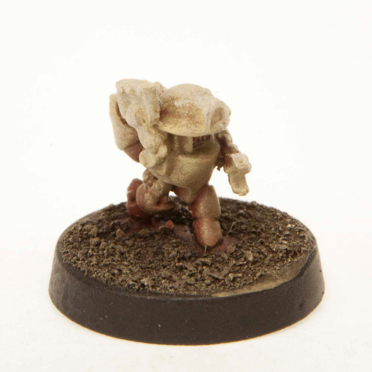 Primed pewter Scrap Bot miniature, 14mm tall