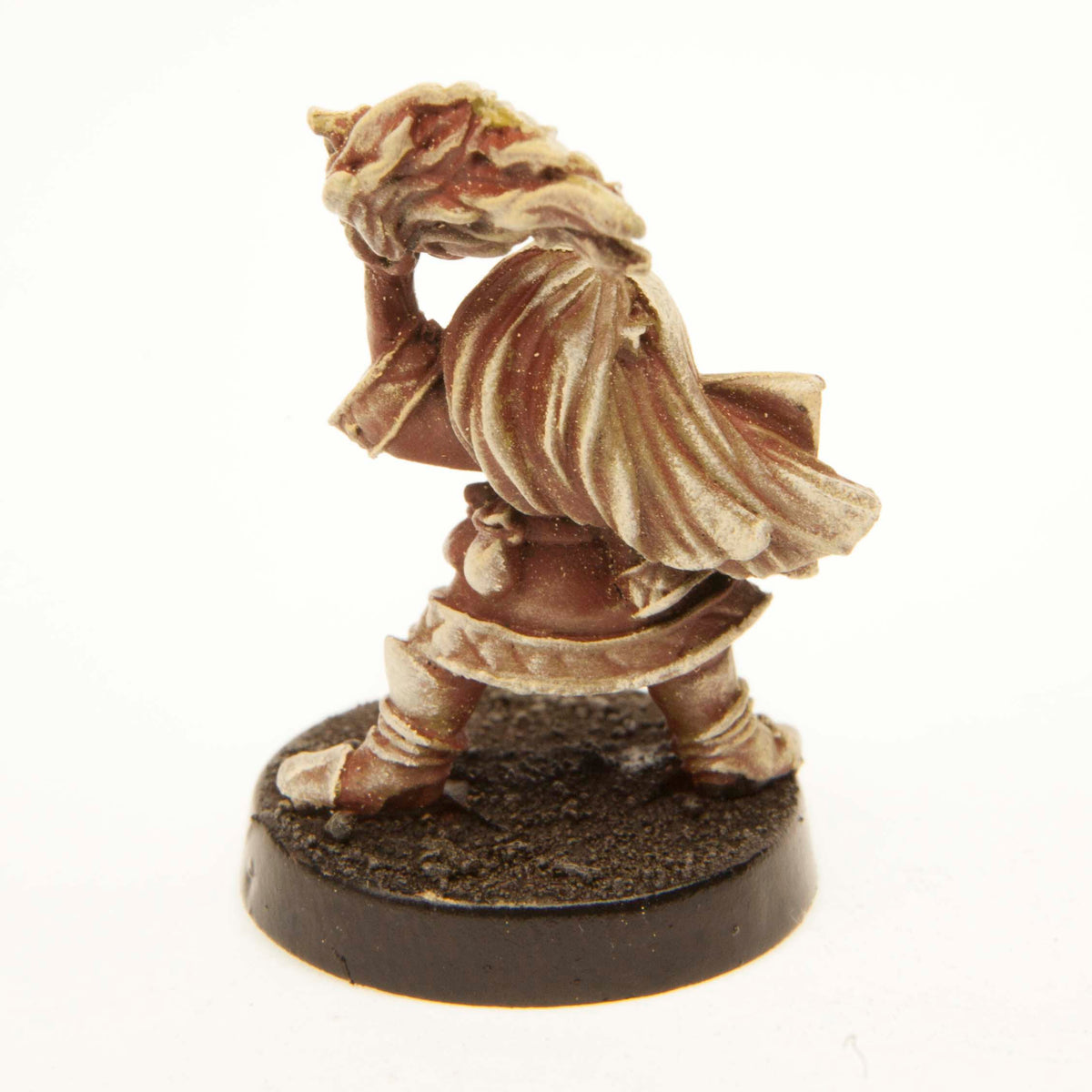 Primed pewter Gnome Wizard Female miniature, 28mm tall