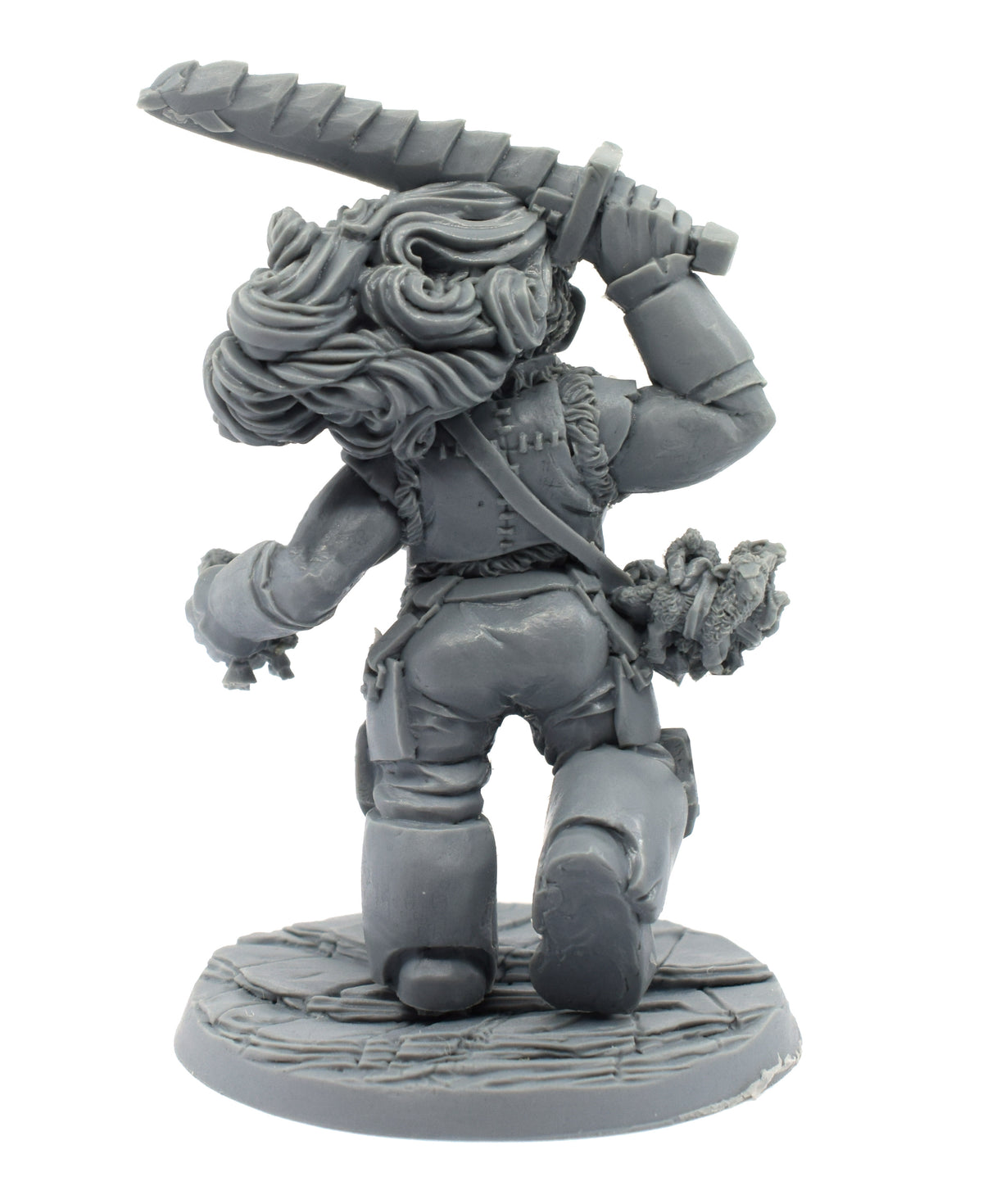 Unpainted resin Hill Giant Rustler miniature, 85mm tall, another view
