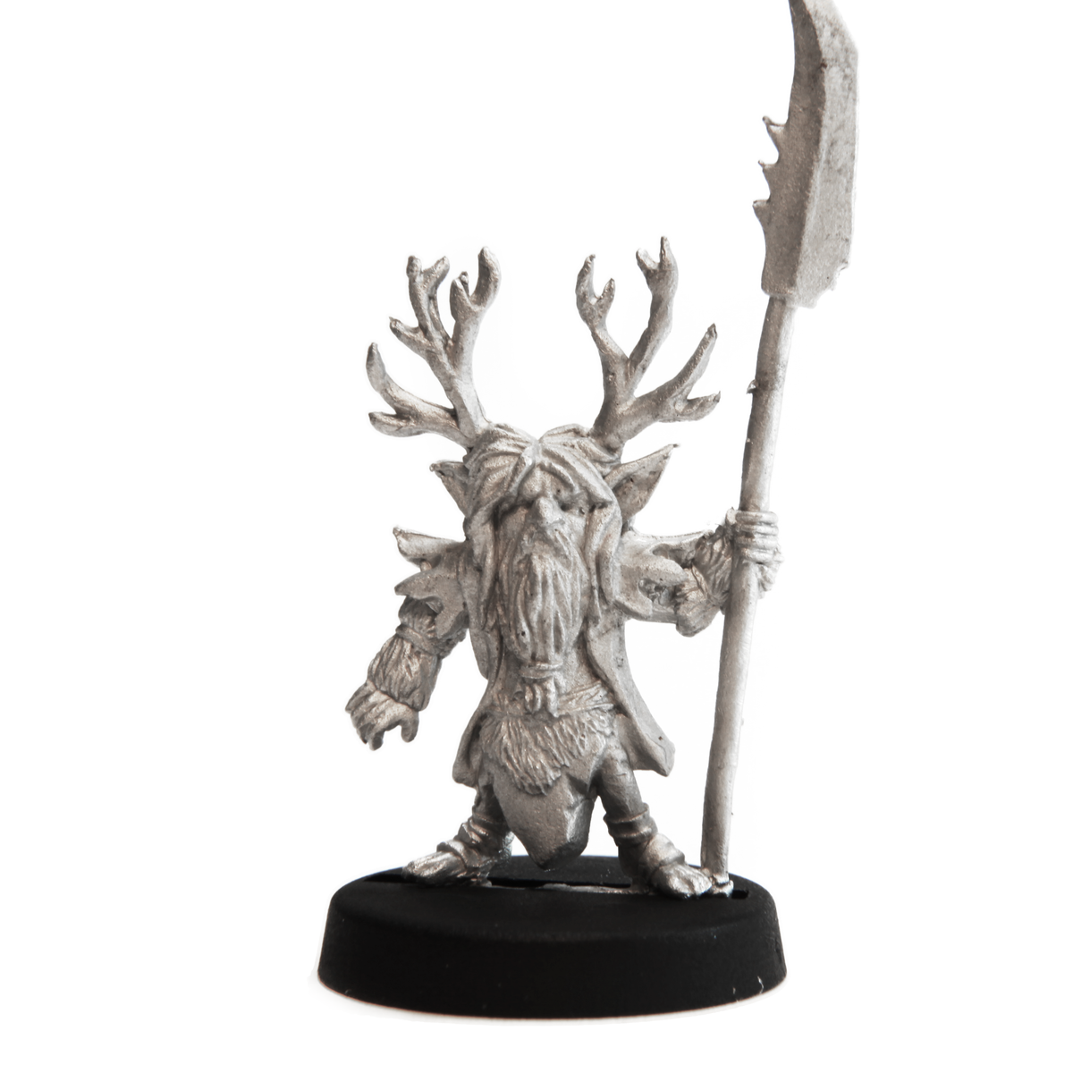 Unpainted pewter Gnome Druid miniature, 28mm tall