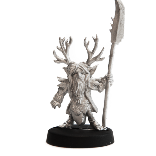 Unpainted pewter Gnome Druid miniature, 28mm tall