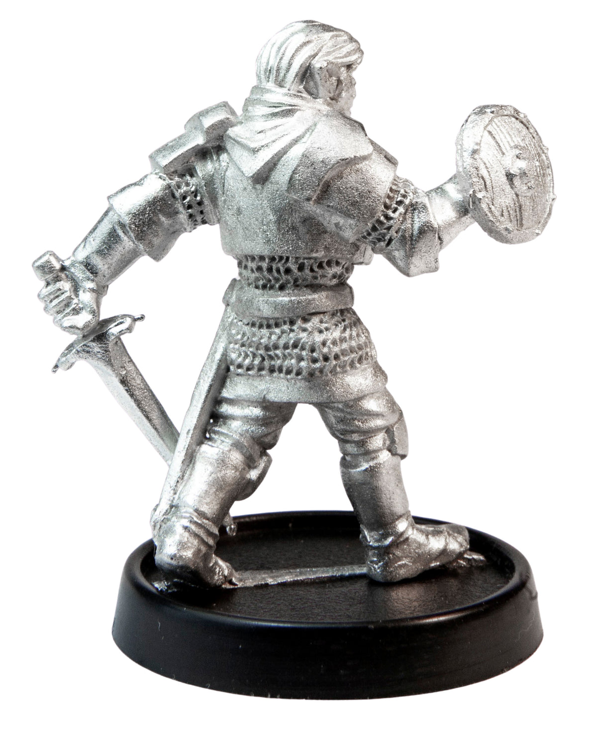 Unpainted pewter Male Half-Elf Fighter miniature, 35mm tall, another view