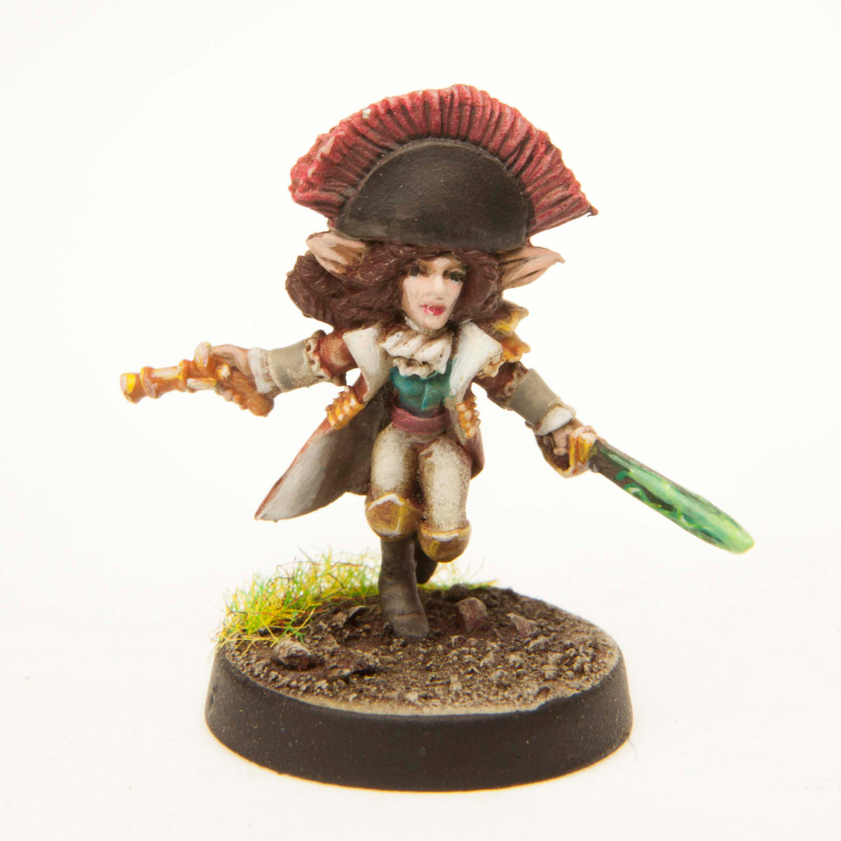 Gnome Pirate miniature, painted example (ships unpainted)