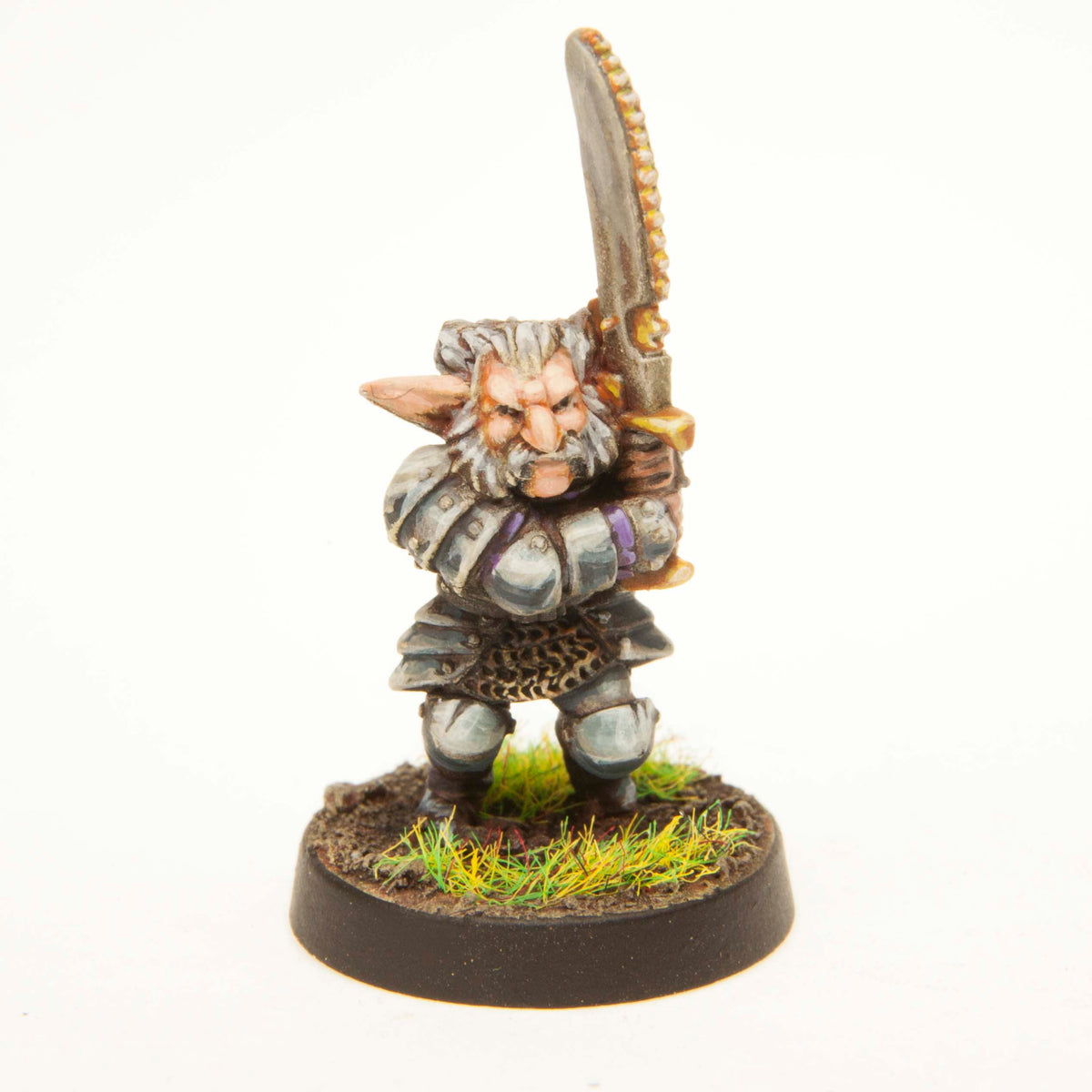 Gnome Warrior miniature, painted example (ships unpainted)