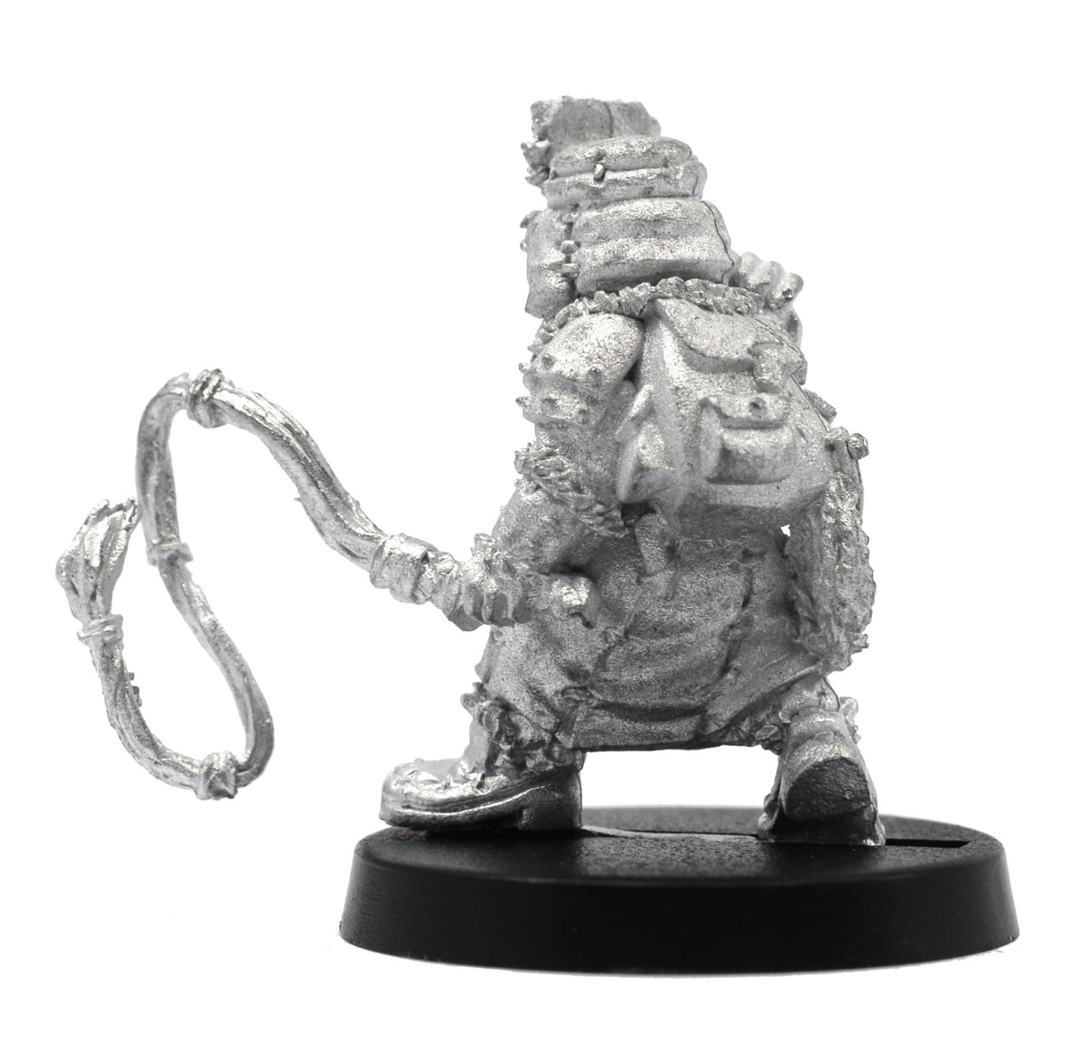Unpainted pewter Dwarven Belsnickel miniature, 27mm tall, another view