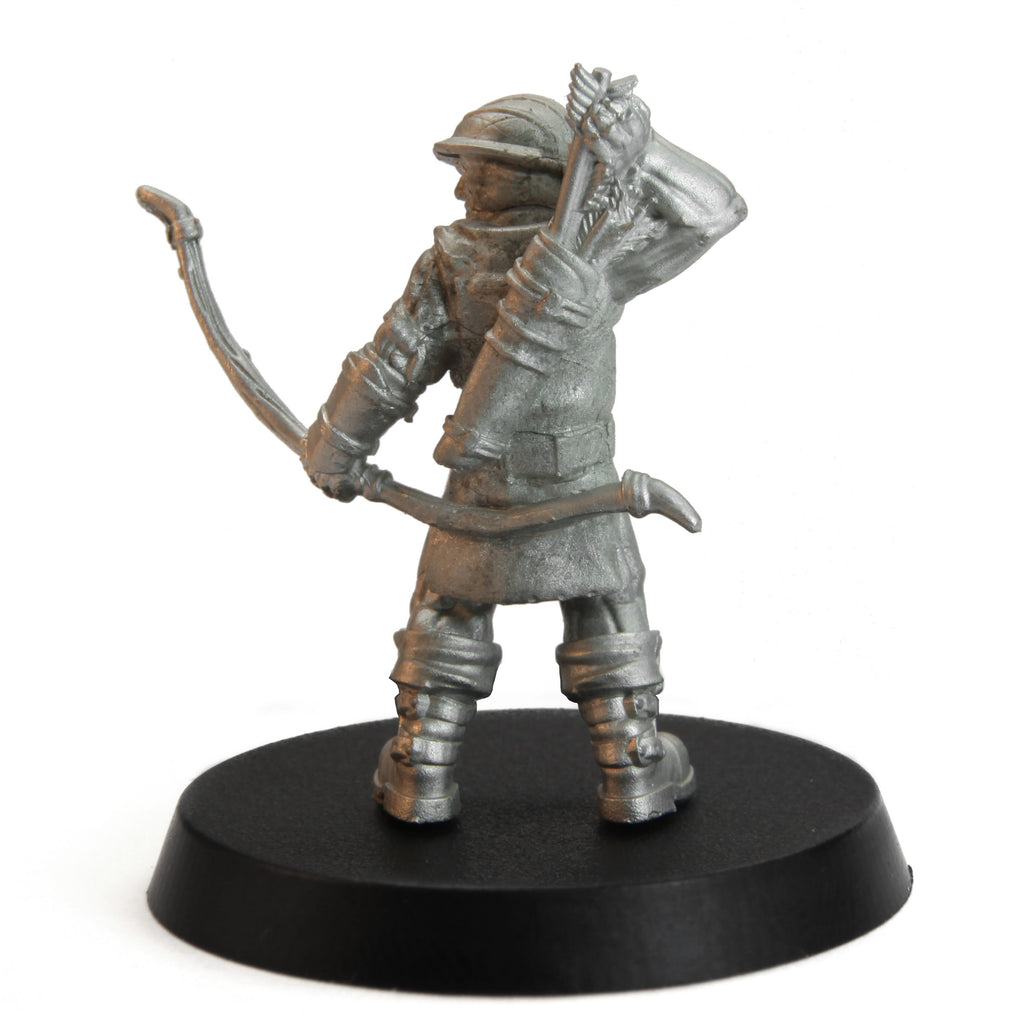 Unpainted pewter Tytantroll Guard Archer miniature, 38mm tall, another view