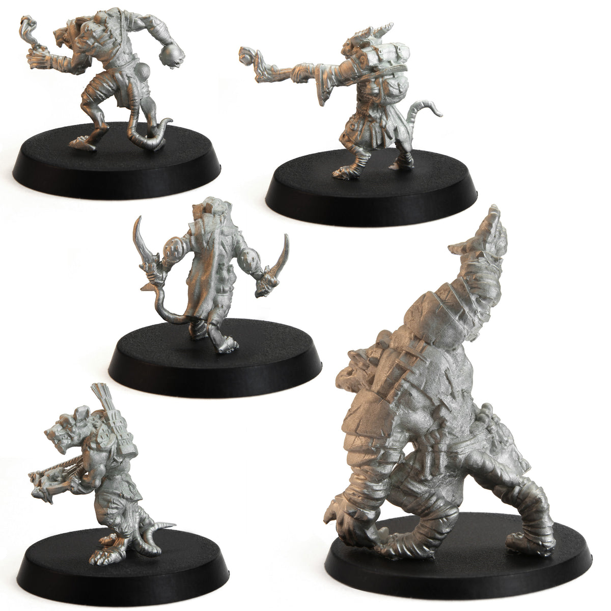 Tytantroll Ratman Set, 28mm Scale, unpainted pewter miniatures, another view