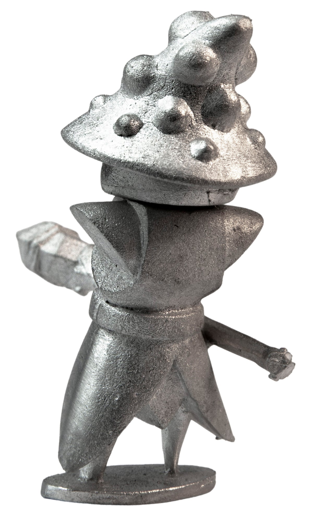 Unpainted pewter Mushroom Mage with Crystal Staff miniature, 39mm tall, another view