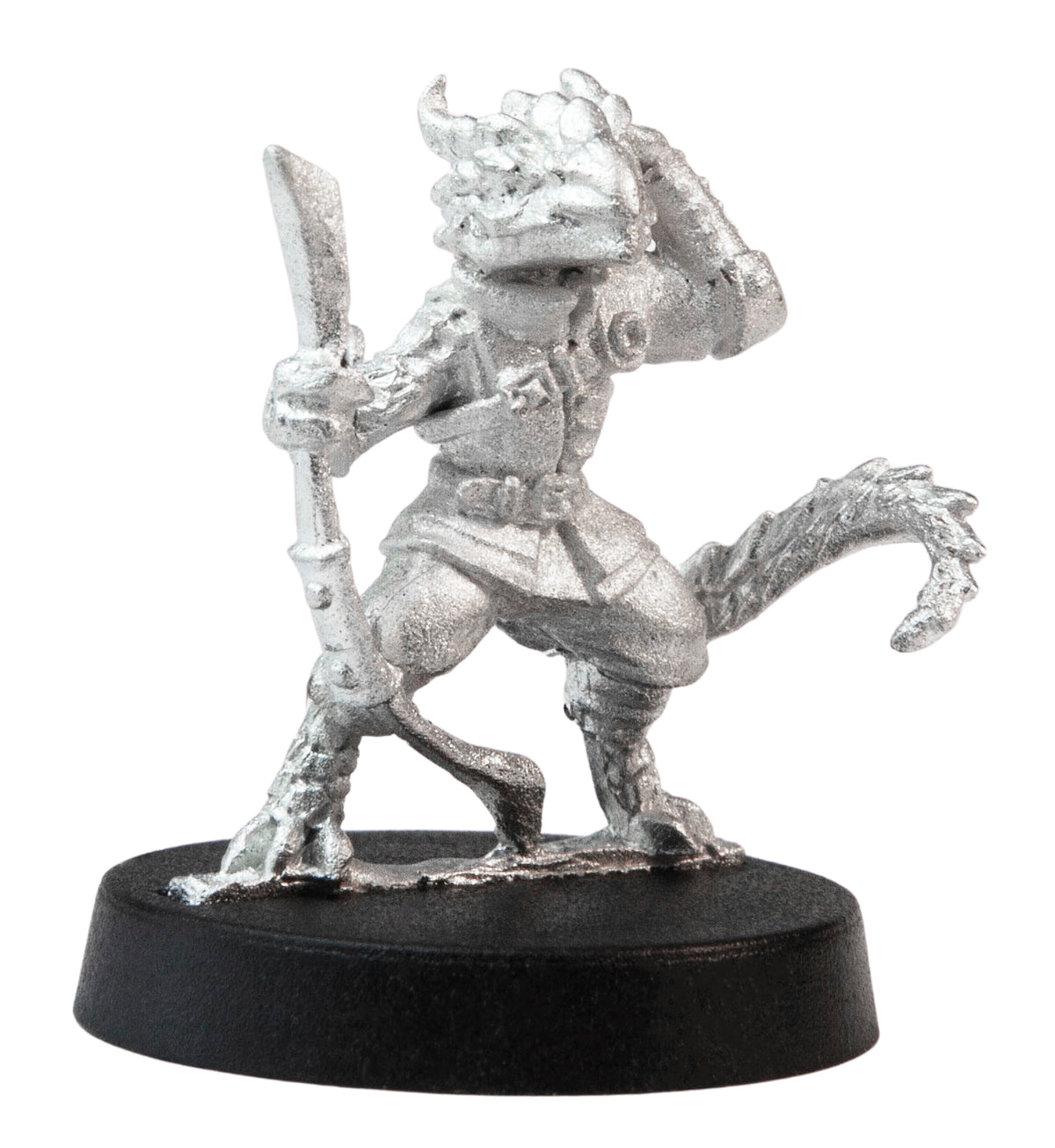 Unpainted pewter Kobold Archer miniature, 23mm tall, another view