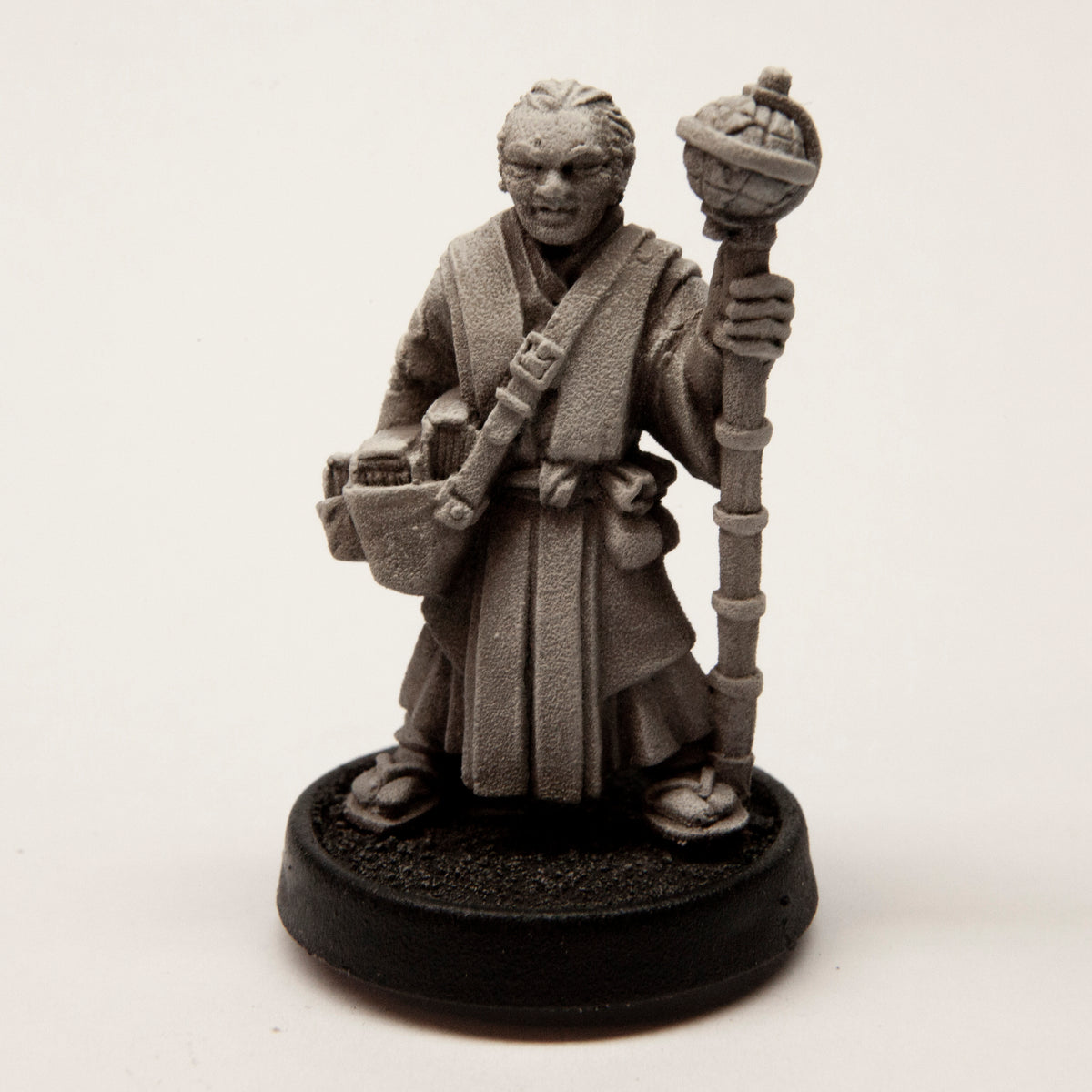 Primed pewter Human Lore-Master Male miniature, 33mm tall