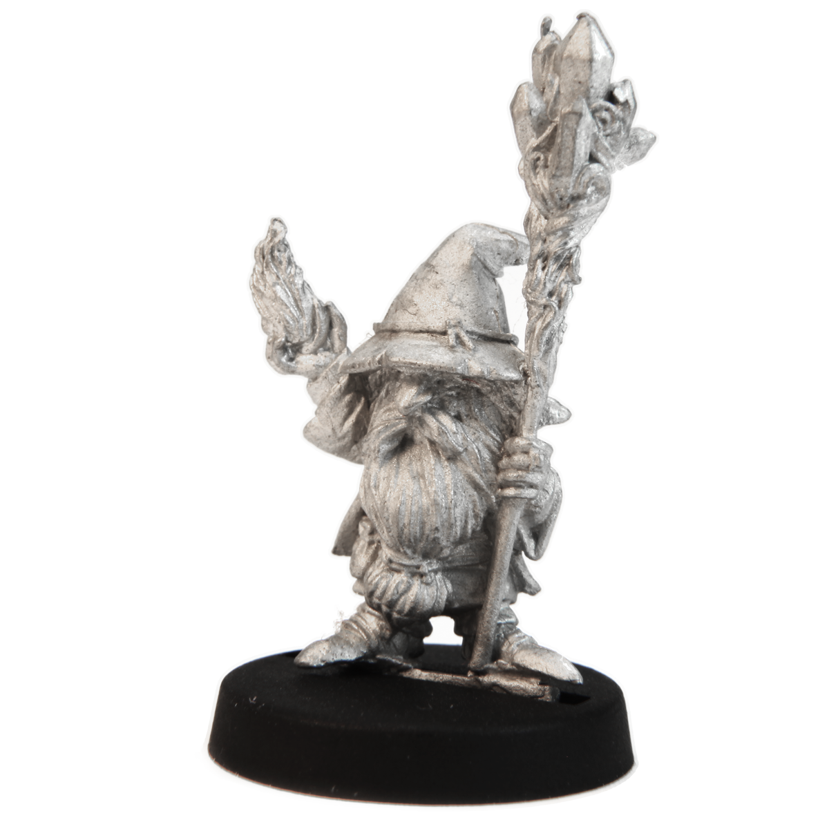 Unpainted pewter Gnome Wizard Male miniature, 28mm tall