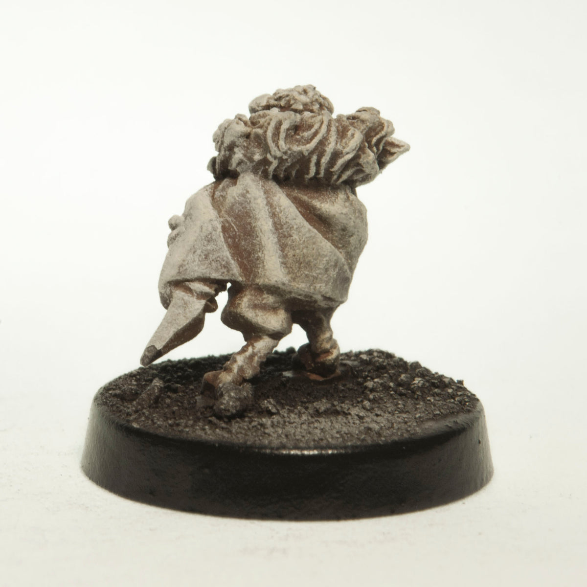 Primed pewter Le Flea miniature, 14mm tall, another view