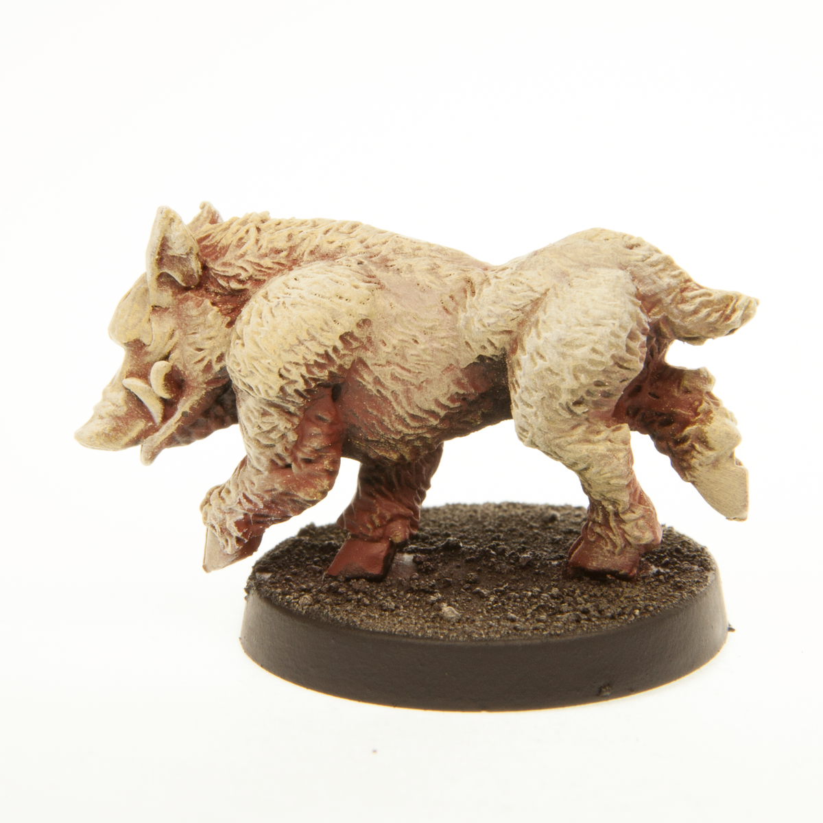 Primed pewter Halfling Boar Mount miniature, 20mm tall