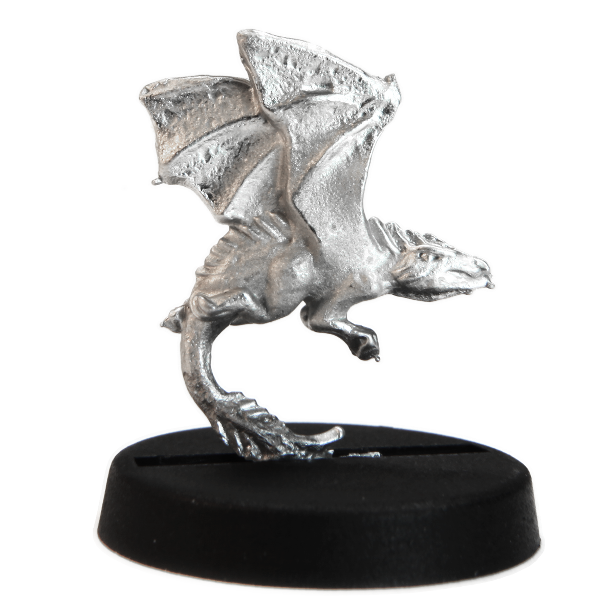 Unpainted pewter Dragonling miniature, 19mm tall, another view