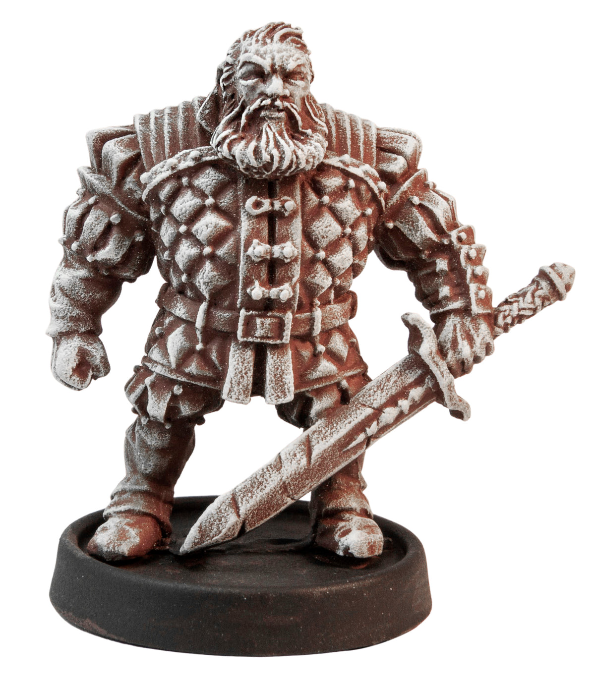Primed pewter Male Human Blademaster miniature, 37mm tall