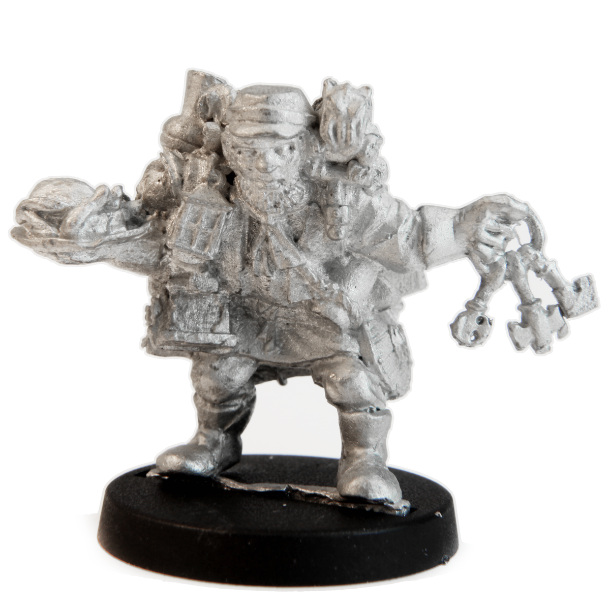 Unpainted pewter Human Hireling Male miniature, 30mm tall