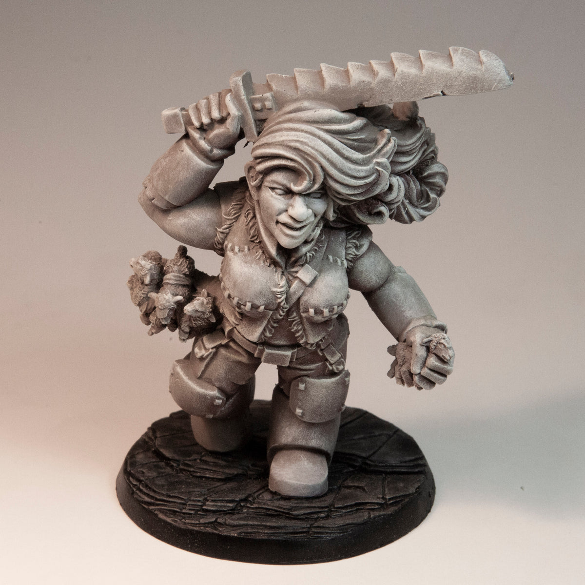 Primed resin Hill Giant Rustler miniature, 85mm tall