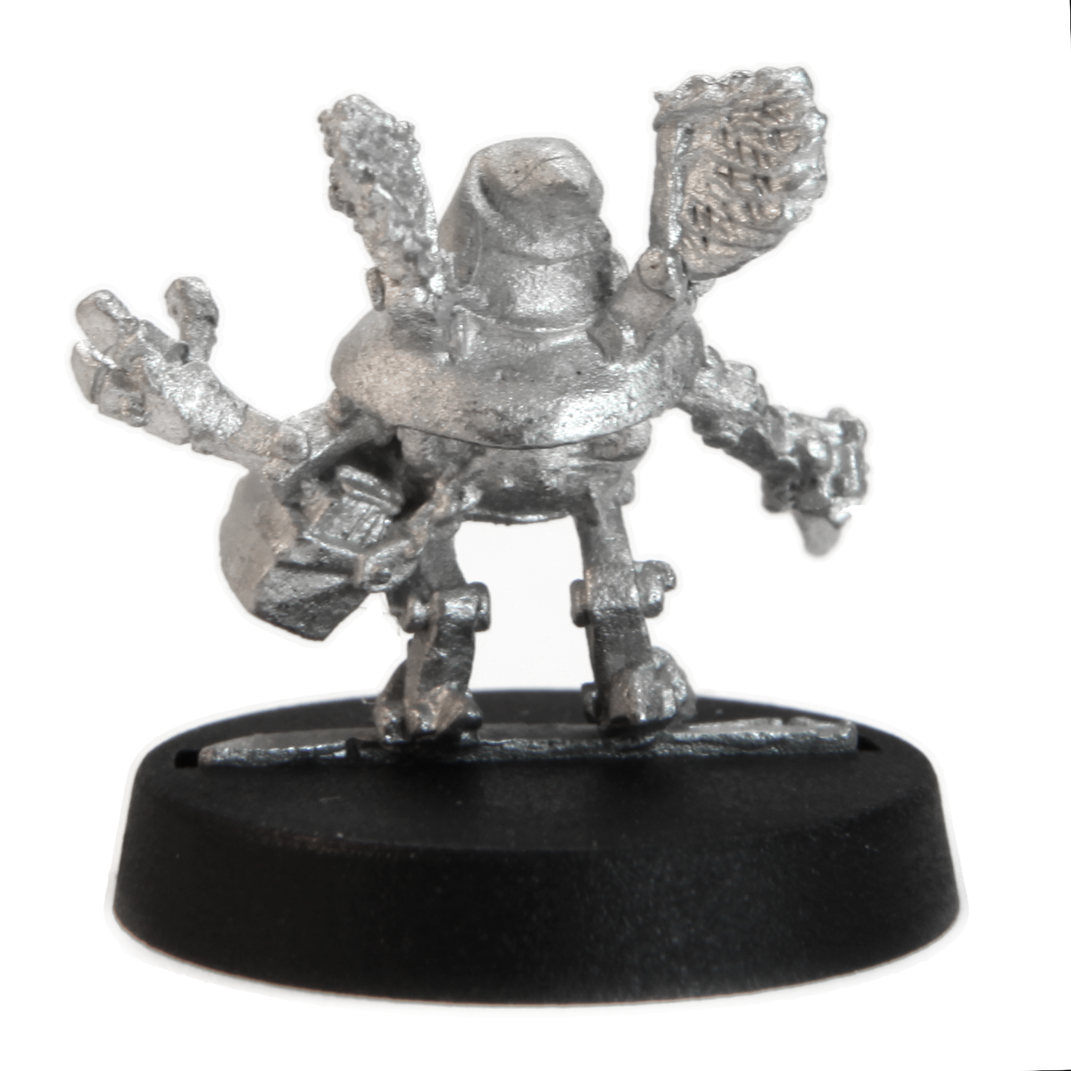 Unpainted pewter Mechanical Wizard miniature, 16mm tall, another view