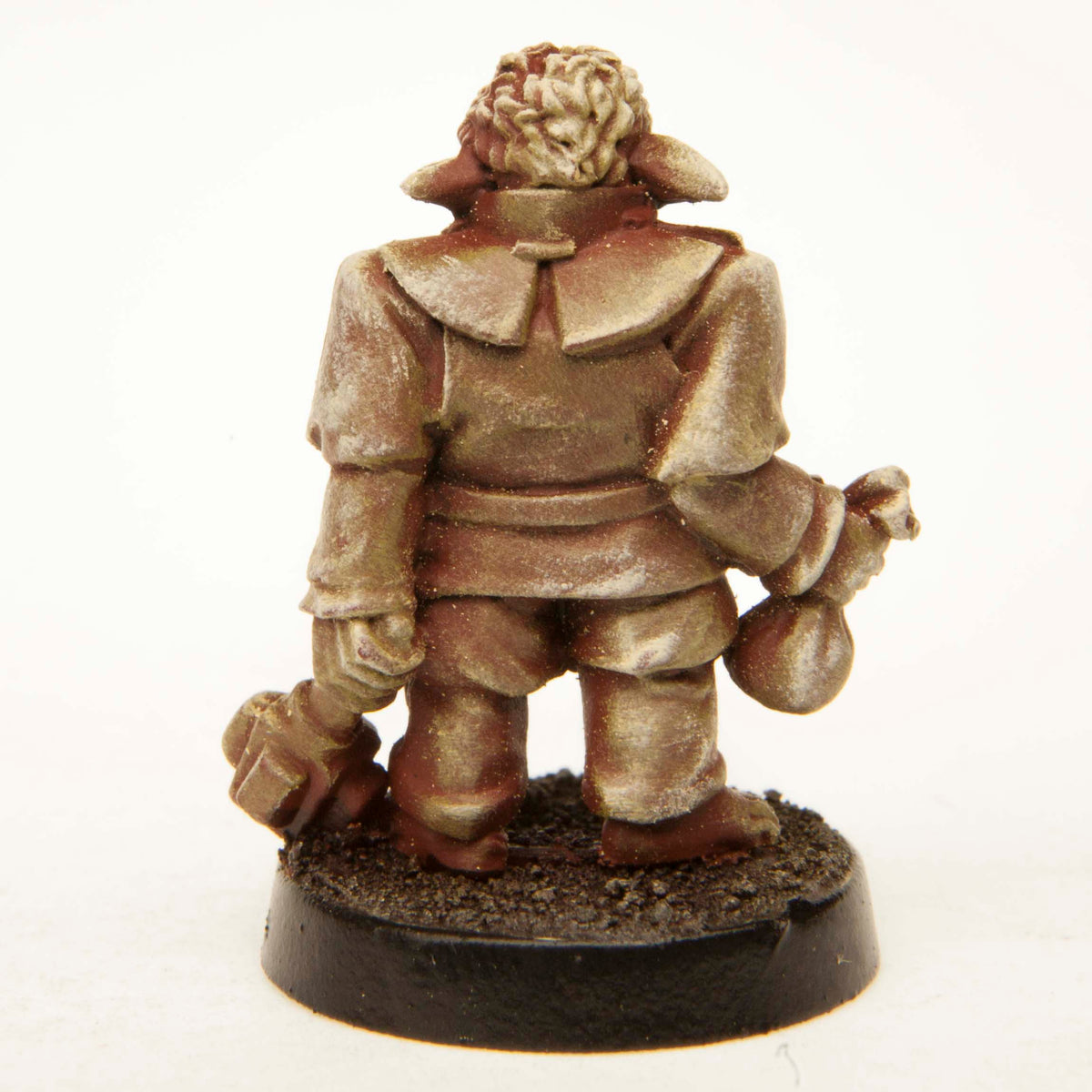 Primed pewter Half-Orc Boy miniature, 25mm tall, another view