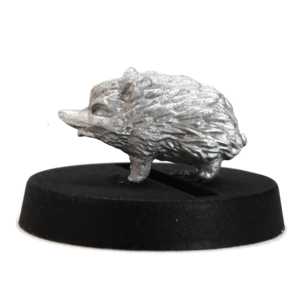 Unpainted pewter Hedgehog miniature, 7mm tall, another view